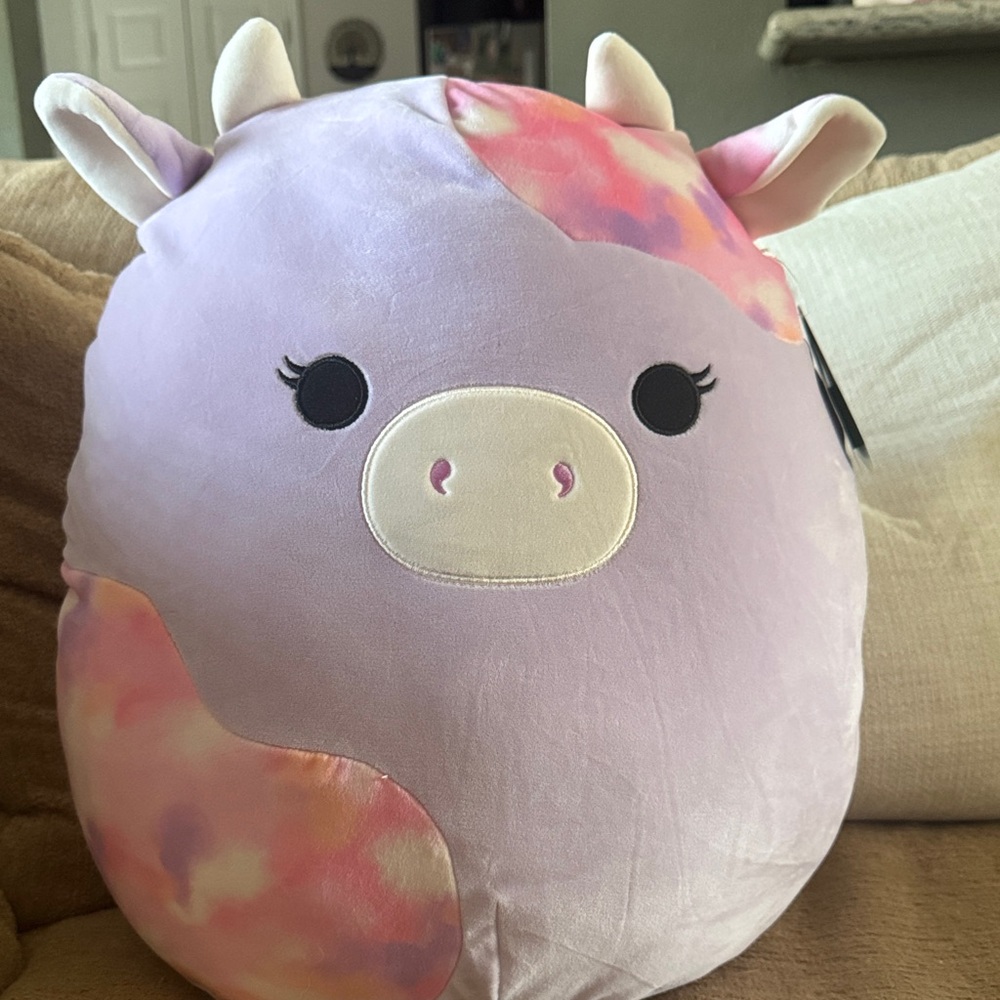 Easter Plush Pastel Cow Pillow